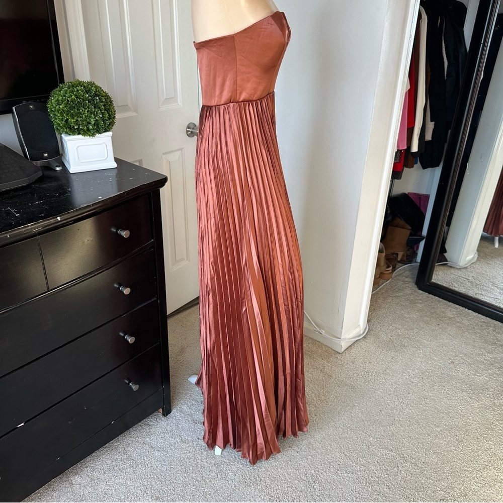 Lulu's Strapless Copper Pleated Dress - Picture 14 of 16
